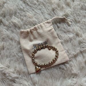 J. Crew Gold Bead Bracelet with Heart Charm